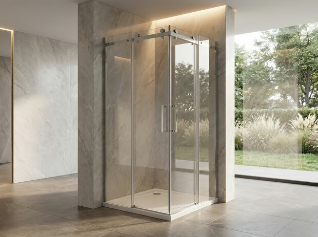 Douchecabine vierkant 90x90cm met 8mm veiligheidsglas en schuifdeuren
