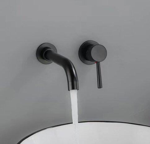 Thermostatische inbouwmengkraan mat zwart RVS &mdash; stoer industrieel design voor badkamer