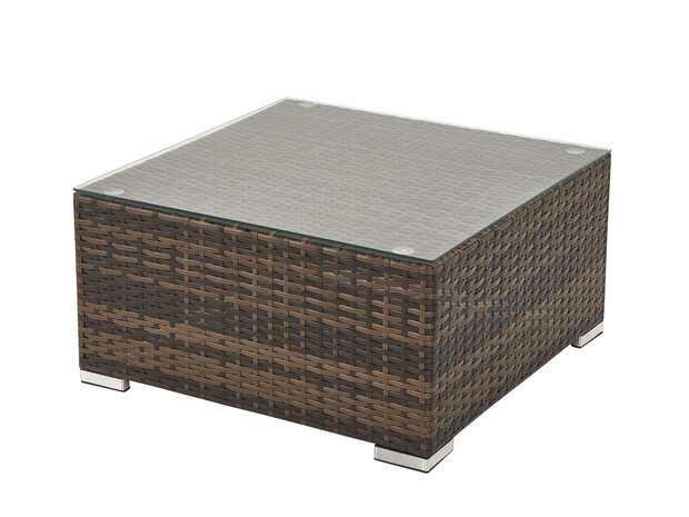 Loungeset detail parasol en koffietafel &mdash; complete tuinset bruin wicker