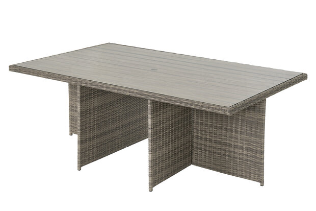 Diningset bruin wicker op terras &mdash; 6 personen buiteneet opstelling
