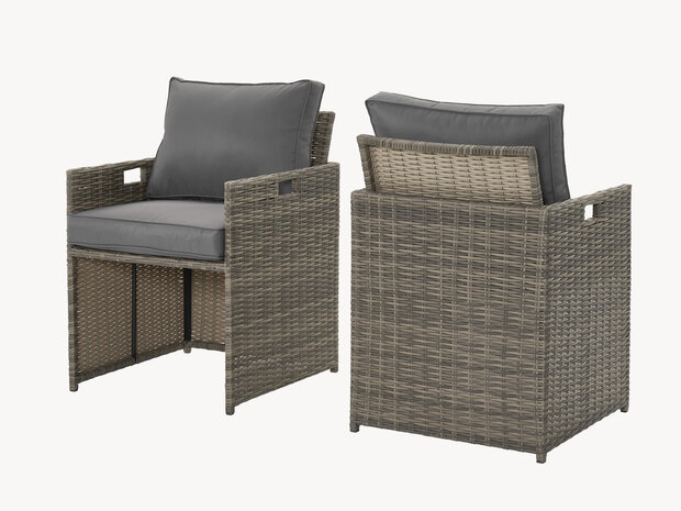 Diningset sfeer &mdash; bruin wicker eetset zomer buiten