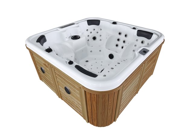 Outdoor Spa 208x208cm bovenaanzicht naturel hout