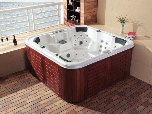 Outdoor Spa | 208x208cm | 6-persoons | Mahonie rood + wit