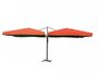 Dubbele zweefparasol 2x 3x3 m oranje – vooraanzicht met flappen en aluminium frame